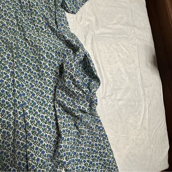 70s Vintage Laura Tyler Floral Folk Print Cotton Muumuu Dress Size Medium - Picture 8 of 10